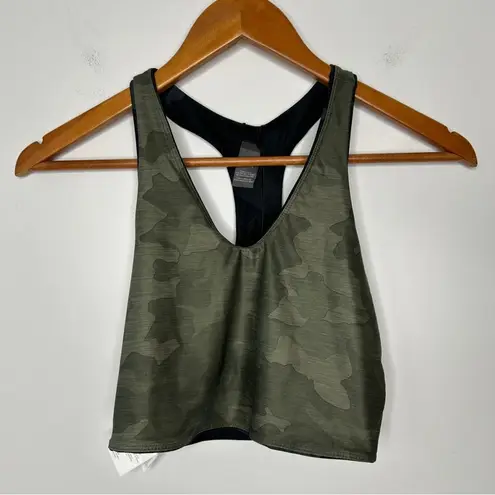 prAna Black Camo Crop Top Bra Womens XS Athletic Activewear Workout Gym Sporty