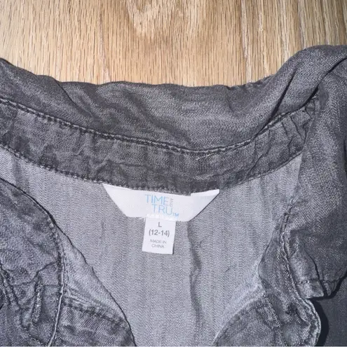 Women’s Time & Tru Dark Gray Sleeveless Button Up Henley