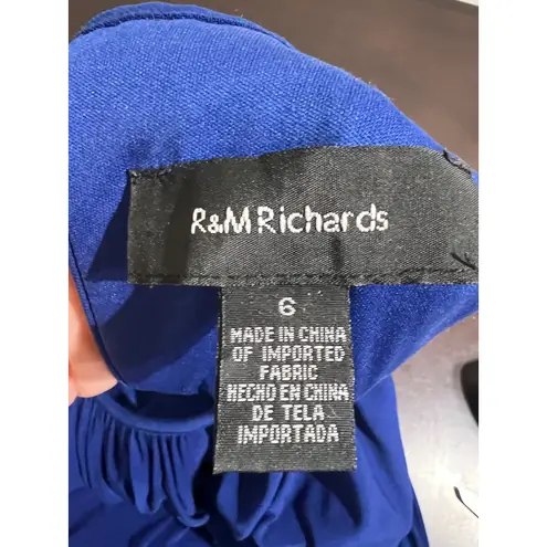 R & M Richards Royal Blue Beaded Halter Maxi Dress Formal Evening Gown Size 6