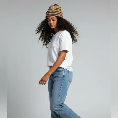 Free People NWT  Stripe It Up Cool Down Beanie in Varsity Orange - Image 2