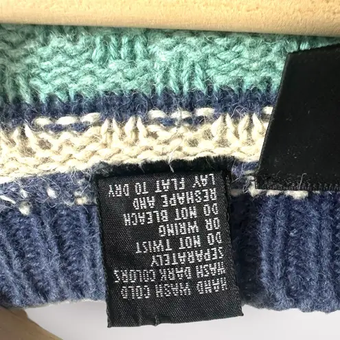 Vtg 90s PASTA Women’s Cardigan Sweater Striped Blue Ramie Slouchy Cozy Preppy Blue Size M