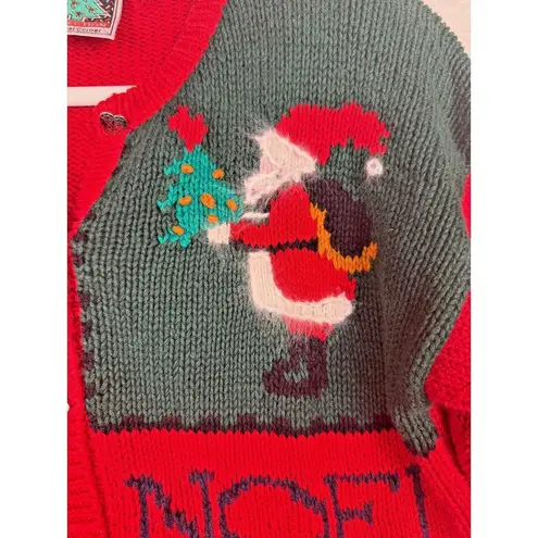 CASUAL CORNER Women's Christmas Cardigan Ugly Sweater Grandamacore Santa Size S Red