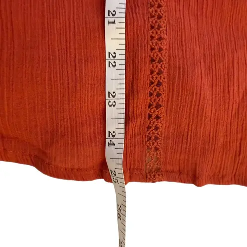 Garnet Hill Rust Orange Lace Shoulder Poet Blouse Size 2 Boho Bohemian Peasant