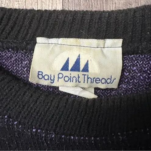 Bay Point Threads Black and Neon Purple Blue Pink 80s 90s Sweater Vintage Large