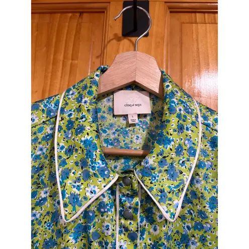 Cinq à Sept Cinq A Sept Womens Leon Sleeveless Pearl Snap Floral Print Blouse Size Large - Image 2