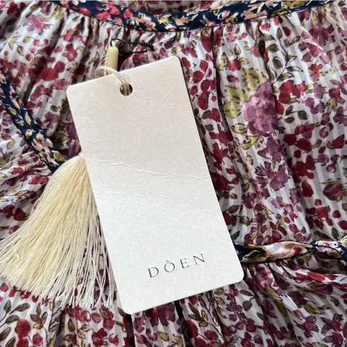 NEW Doen Sz S Bellflower Maxi Silk Dress in Clay Floral Pink