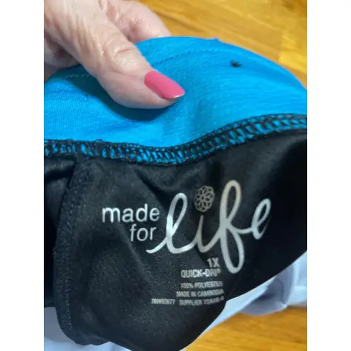 Made for life 1X Capri Active Pants Blue Black Quick-Dri Cropped