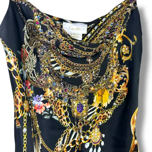 Camilla A Night In The 90s Short Bias Silk Crystal Cowl Neckline Slip Mini Dress