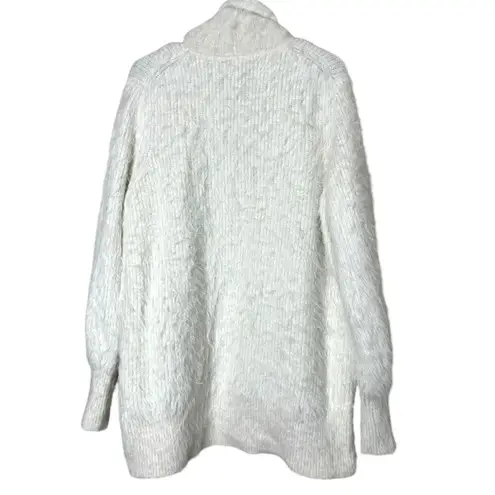 Anthropologie Knitted & Knotted Wool Blend Fuzzy Cardigan Sweater Size M White Size M