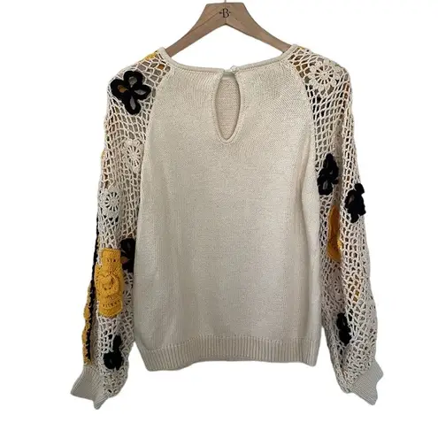 Stella Pardo Paris Lisa Sweater Hand Made Open Flower Crochet Size XS/Small $405