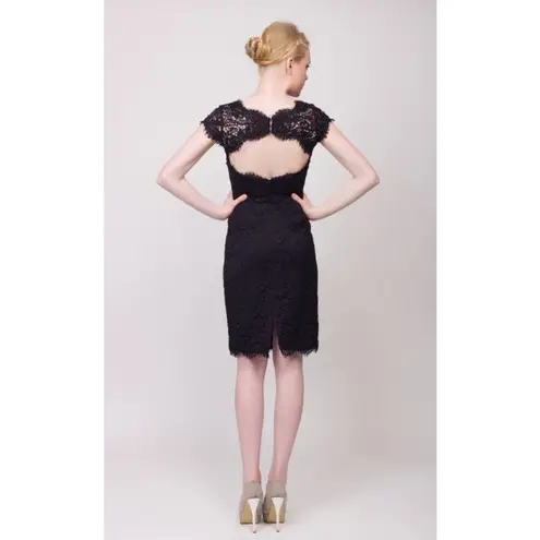 ML Monique Lhuillier Pink Cap Sleeve Lace Knee Length Sheath Dress Size 0