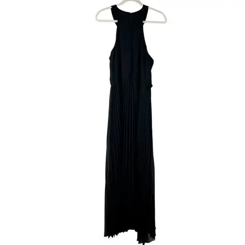 Sharagano Beaded Halter Pleated Flare Maxi Formal Dress 12