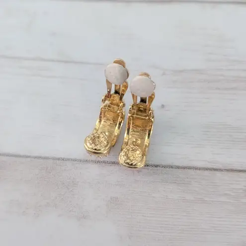 Swavorski Vintage Swarovski Clip On Earrings Statement Gold Tone & Clear Crystal