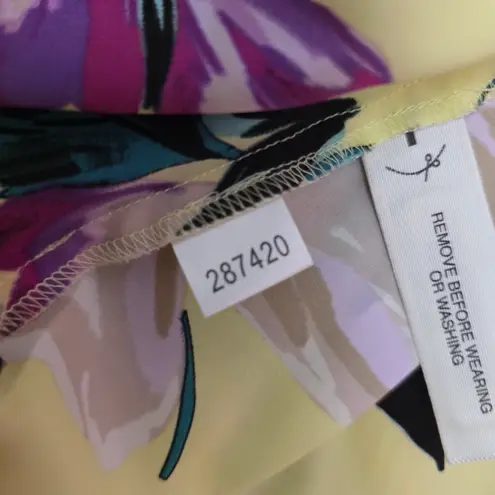 Ann Taylor Factory Yellow Floral Belted Halter Satin Tank Top – Size 2 Pink