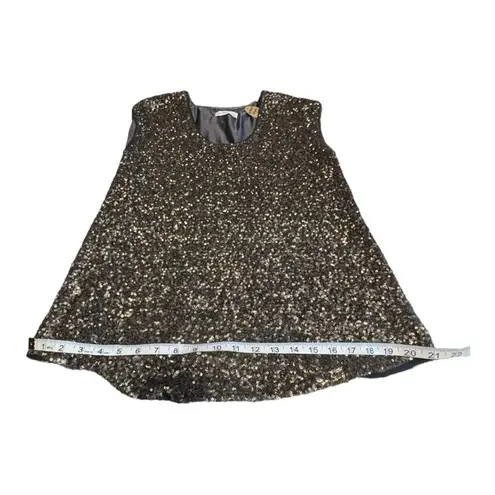 NWT Megan Park Brown/Black Sequined Top Size 3 (US 10) Holiday $585 Brown