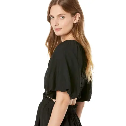 Moon River Black Bubble Sleeve Back Cutout Mini Dress Size Large