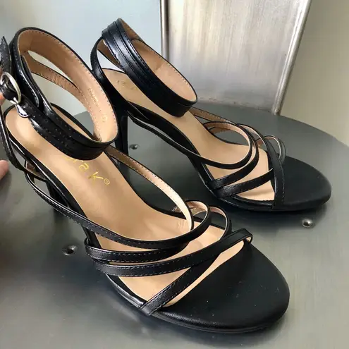 Allegra K 🖤 Black Strappy Pleather Heel