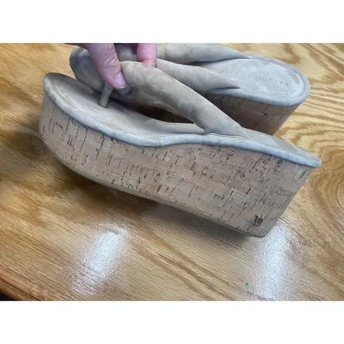 Veronica Beard Geno Cork Platform Thong Sandals Women's 7 M Gray Slip On S14