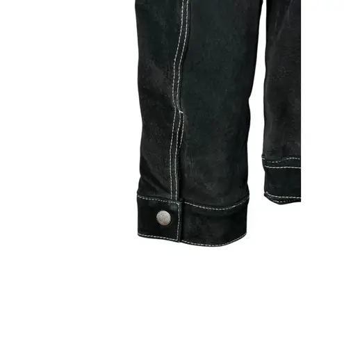 Amy Byer Vintage California Black Suede Leather Button Jacket Women Size Large
