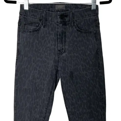 MOTHER High Waisted Looker Black Jean in Bad Cat Cheetah Print Skinny Size 25