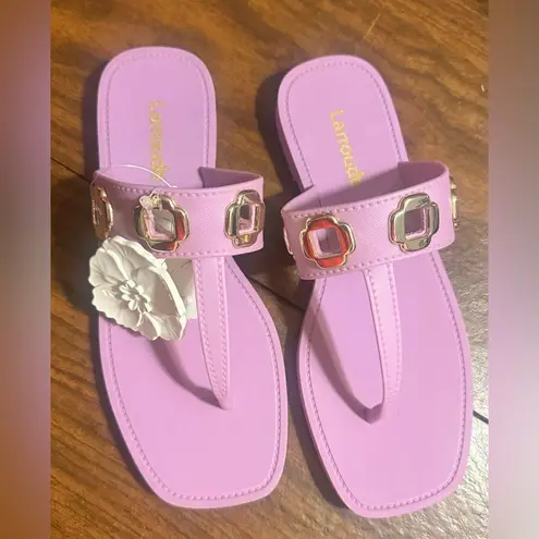 Larroudé Milan Grommet Slide Sandal Lilac Size US 6/7 Made in Brazil