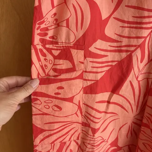 Shore Pants Womens Wide Leg Peach/ Orange Tropical Print Size Small NWT