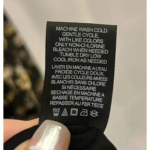 AFRM Tezza Black & Yellow Floral Ruched Mesh Bodycon Midi Dress XS