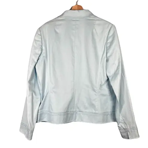 Carlisle Vintage Cotton Blend Blazer Jacket Size 12 Light Blue Pockets Zip Work