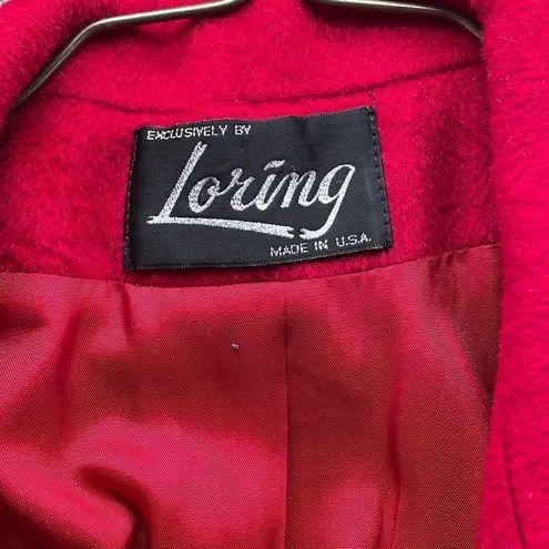 Vintage Hockanum Overcoat Womans Large Wool Blend Fabric by Forstman Union USA Red