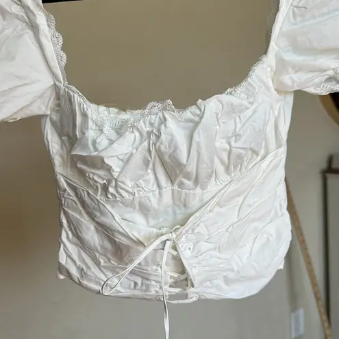 House Of CB ‎ SAMAYA WHITE GATHERED TOP NWOT size XS