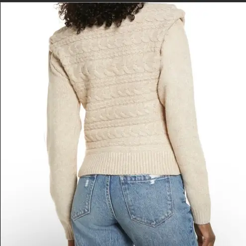 BLANK NYC  Cream Oatmeal Horizontal Cable Knit Crewneck Sweater XS NWT