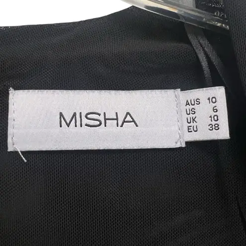 Misha Collection Paneled Corset Bodysuit Long Sleeve Bustier Boned Black Size 6