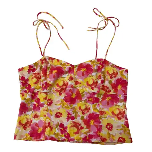 Old Navy  Fitted Linen-Blend Tie Shoulder Cropped Cami Top Size L NWT (4-1) - Image 1