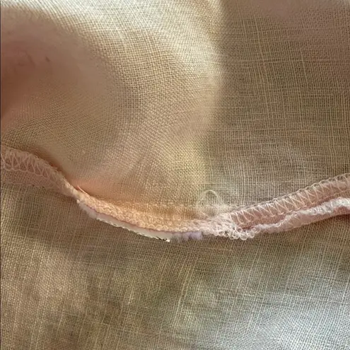 Quince Women’s Linen Short Sleeve Button Front Shirt Blouse Pink XL