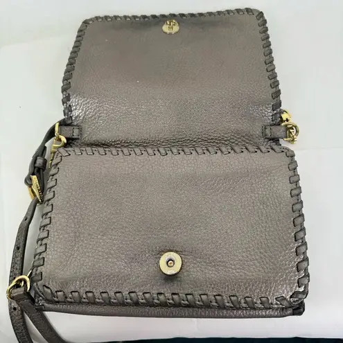 Tory Burch Marion Combo Crossbody Purse Wrinkled Leather in Gunmetal