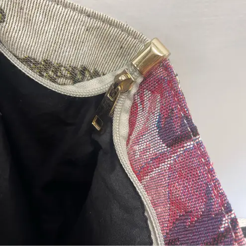 Floral Canvas Tapestry Shoulder Tote Bag Purple and Cream Floral Boho Large