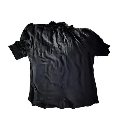 Daniel Rainn DR2 Women's Black Split Neck Ruffled Smocked Blouse Size M