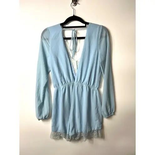 Hommage Los Angeles blue romper lace trim women’s medium