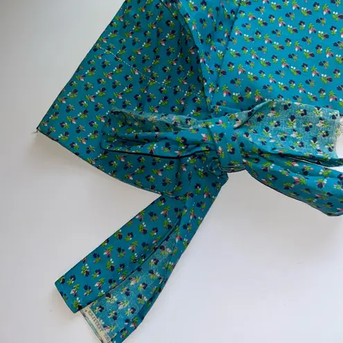 Vintage handmade Floral Bonnet with Ruffle Trim • farmhouse • prairie • cottage Blue