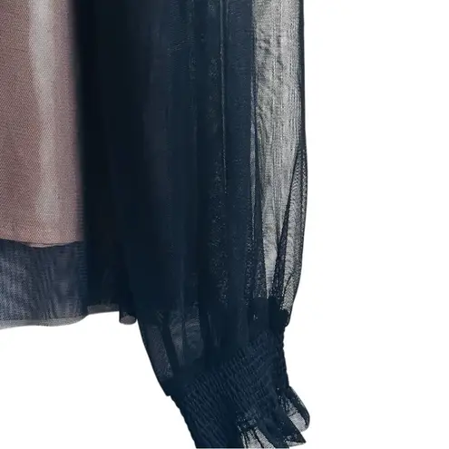 Oliver.O Black and Pink Ruffled Bib Collar Blouse Large black and cream new