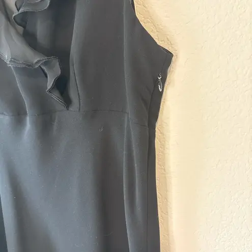 Robbie Bee Black Ruffled Collar Dress