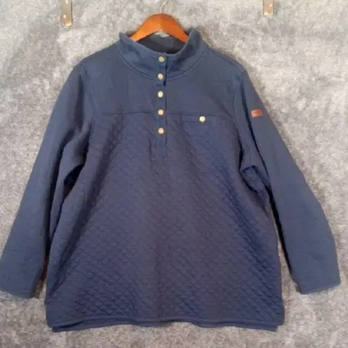 L.L.Bean  Navy Quilted Sweatshirt Mockneck Sweatshirt Outdoors Womens 3X - Image 2