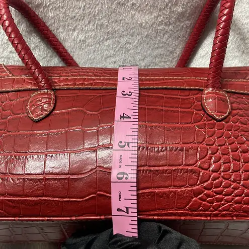 Rosetti Elegant Red Crocodile-Embossed Handbag