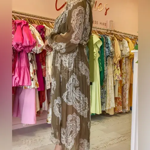 Zimmermann authentic printed paisley adjustable strap slip dress nightgown satin