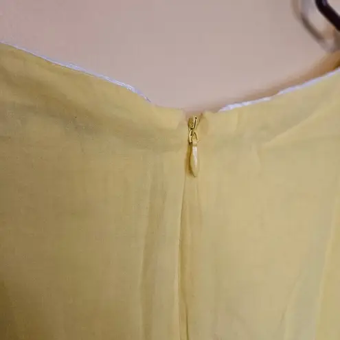 Sandra Darren Light Yellow Summer Dress Size 6P 6 Petite Wedding Bright Happy