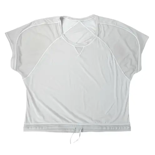 Lululemon  Final Count Tee Grey White Mesh Oversized Drawstring Waist Size 8 - Image 1