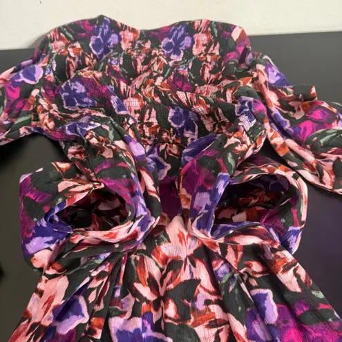 Terra & Sky Plus Size Midi Dress Smocked Peasant Size 20W 22W Floral Cotton BOHO