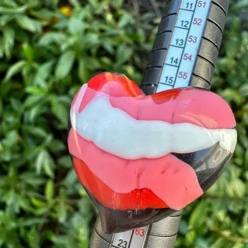 Pink red cream black heart cocktail ring