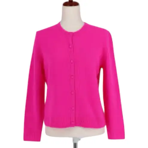C By Bloomingdale's Cashmere V Neck Cardigan Women's Size Large Ultra Pink
