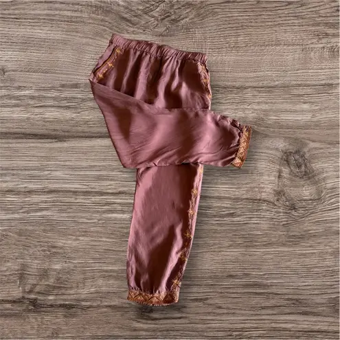 Johnny Was Alice Cupra Jogger Pants Women’s M Grey Elastic Waist Lagenlook Boho